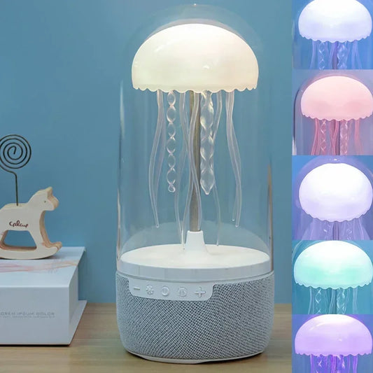 Creative Colorful Jellyfish Lamp Bluetooth Speaker HiFi Stereo 1800mAh Sports Jellyfish Speaker with Lights for Home Office