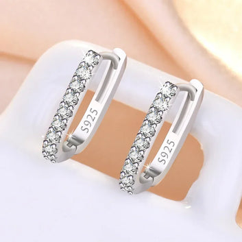 High-quality 925 Sterling Silver Crystal Fashion Circle Hoop Earrings for Woman Wedding Party Gift  Street Versatile Jewelry